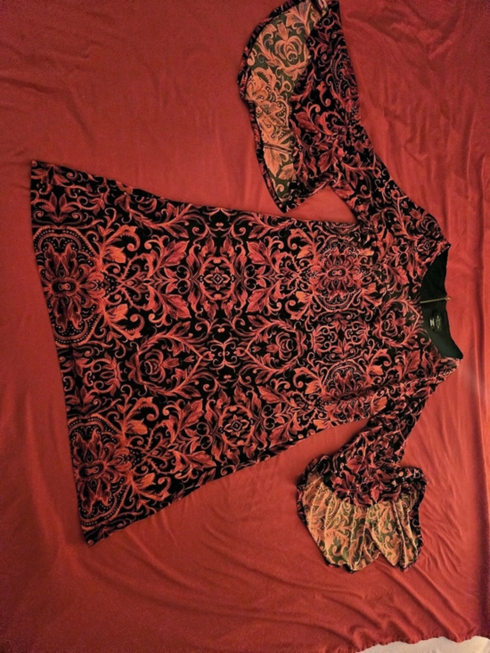 Floral Maxi Dress in Black & Red Like New